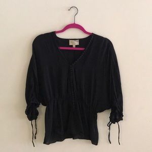 Elizabeth and James Black Button Detailed Blouse
